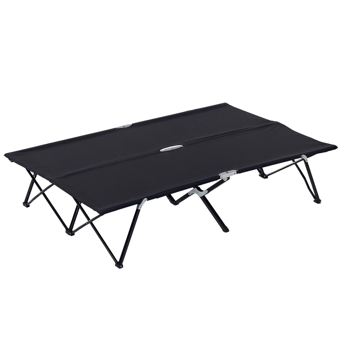 Outsunny two-person cot set up outdoors for a comfortable night