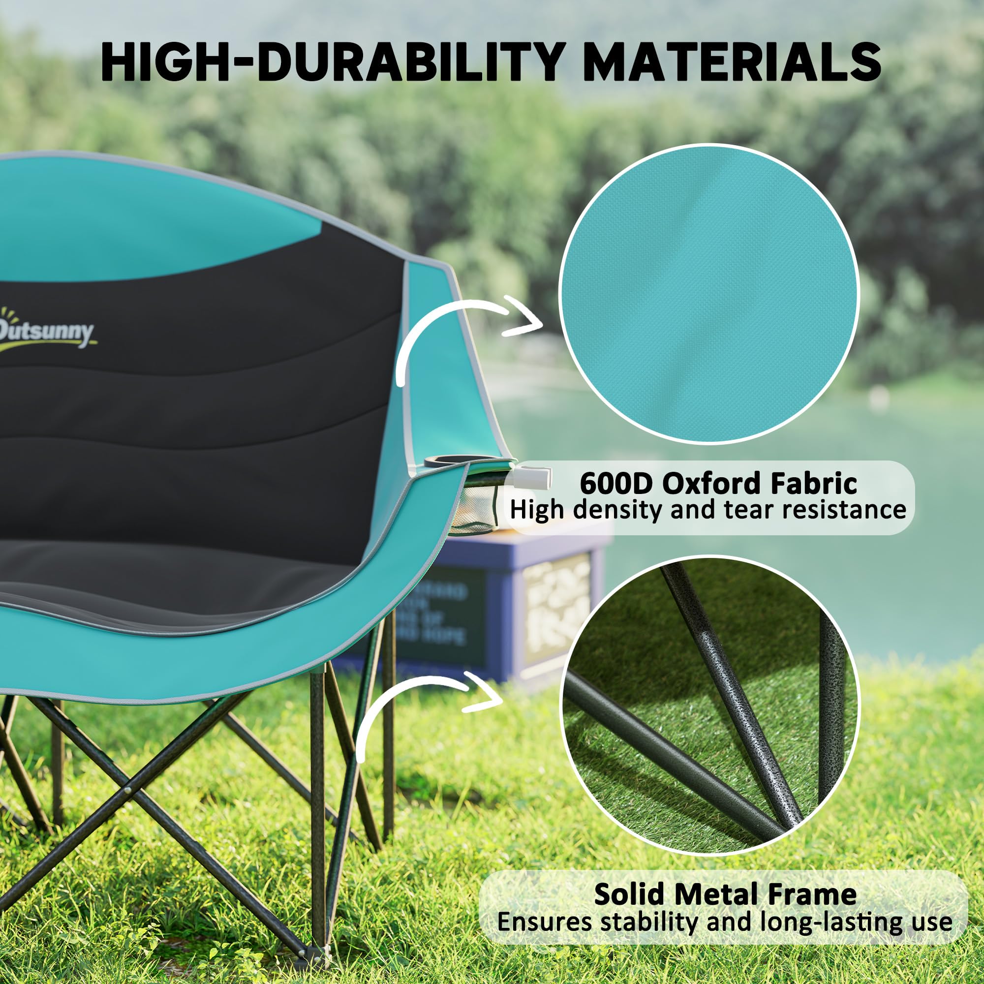 Outsunny 600D Oxford fabric resists weather for longer outdoor use.