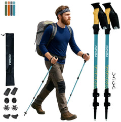 Outsura aluminium trekking poles with cork grip offering sturdy lightweight hiking support