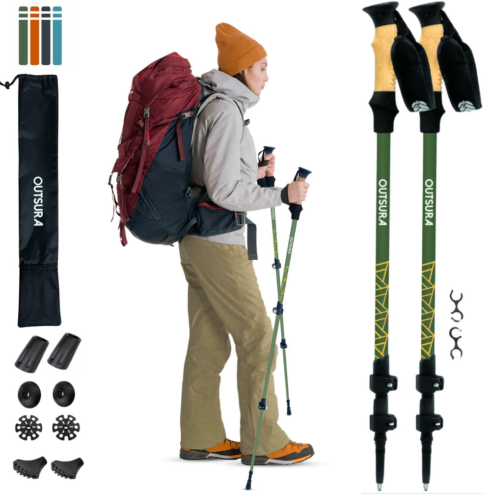 Outsura carbon fiber hiking sticks 2-pack—assembled for rugged trails with ultra-light support.