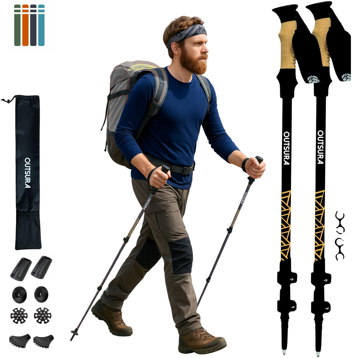 Outsura trekking poles collapsible design for compact travel and storage