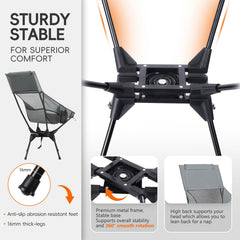 Outtply portable chair folds quickly into a compact carrying bag.