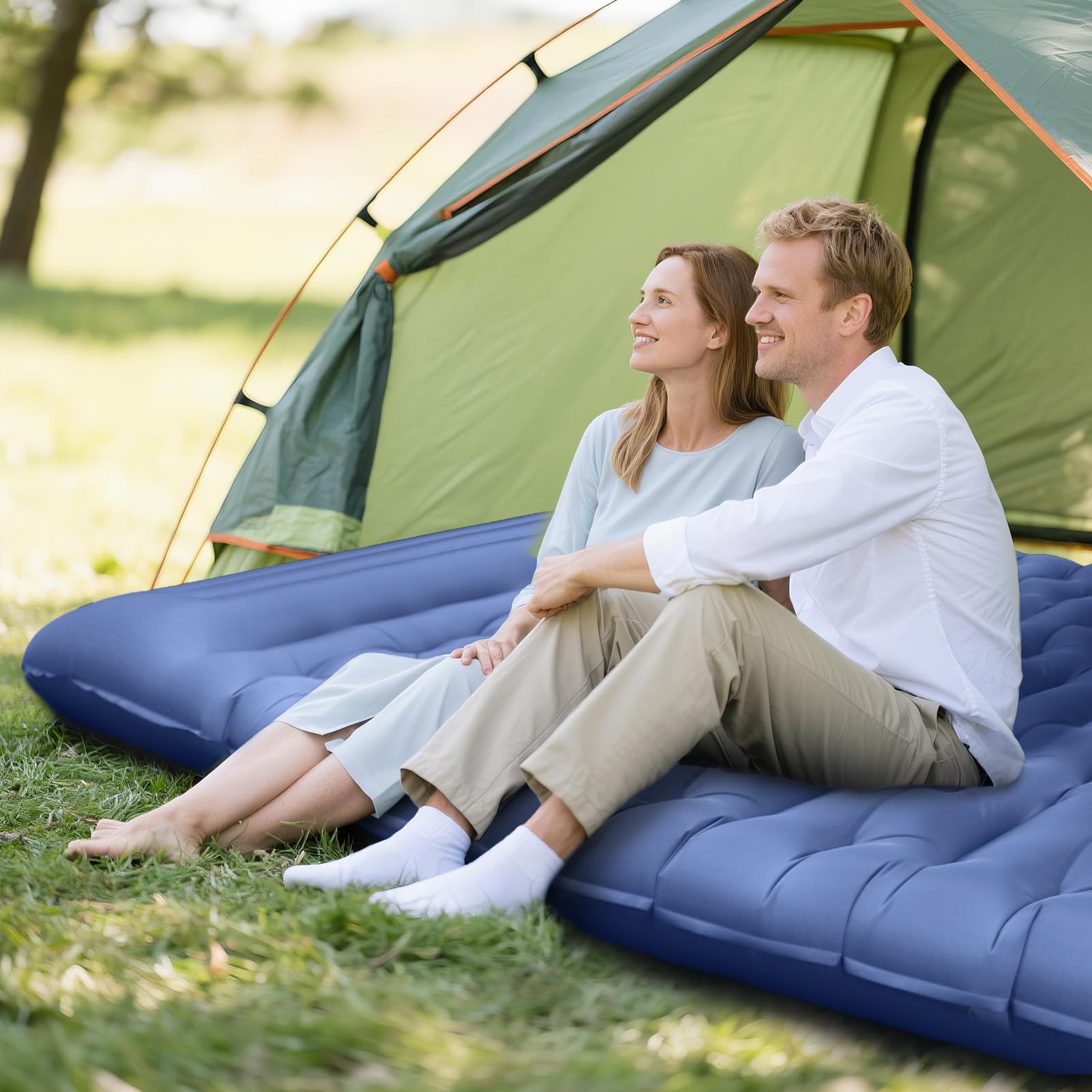 OUTTPLY sleeping pad built-in pillow offers elevated head comfort for restful sleep