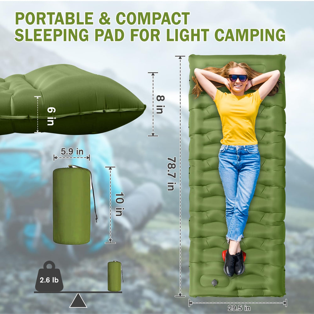 OUTTPLY built-in pillow provides head comfort during camp sleep.