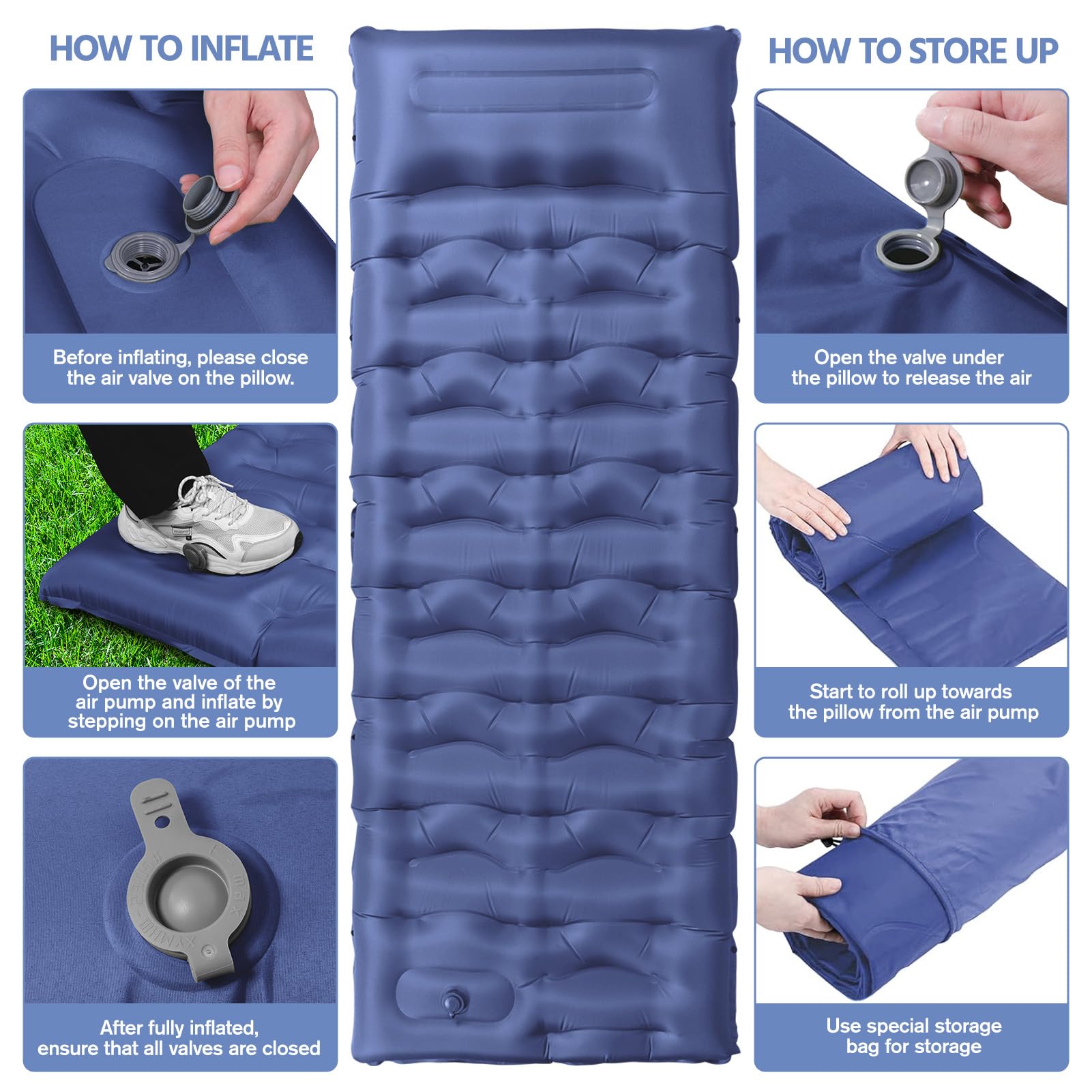 OUTTPLY sleeping pad water ripple design highlights even air distribution.