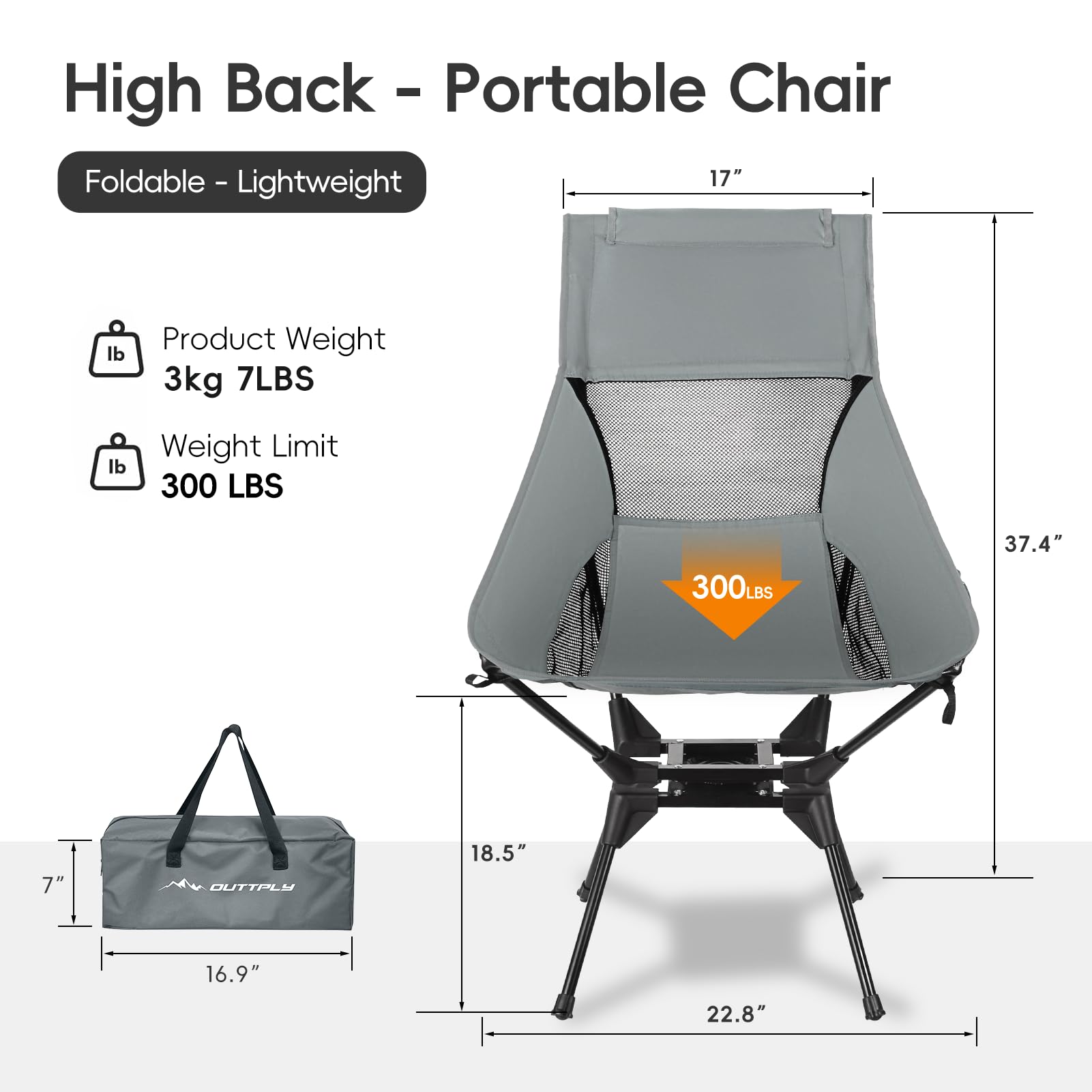 Outtply swivel chair high-back head-support provides neck comfort for relaxed lounging.