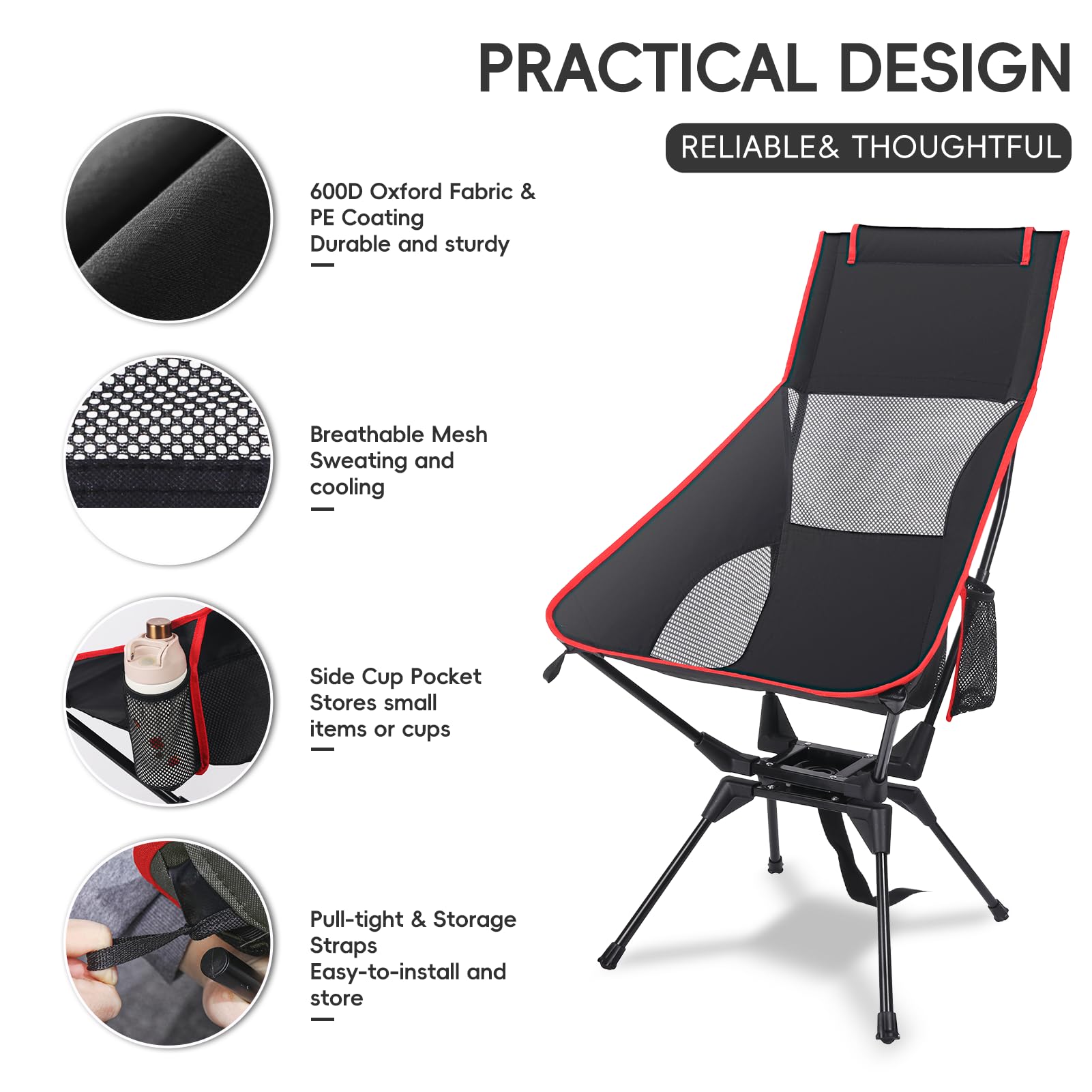 OUTTPLY swivel chair sturdy frame provides reliable support.