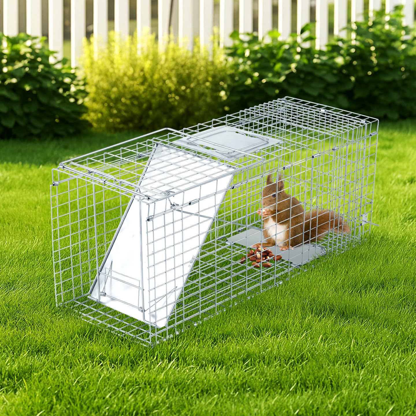 Outvita 32-inch live animal cage trap side view highlighting compact design