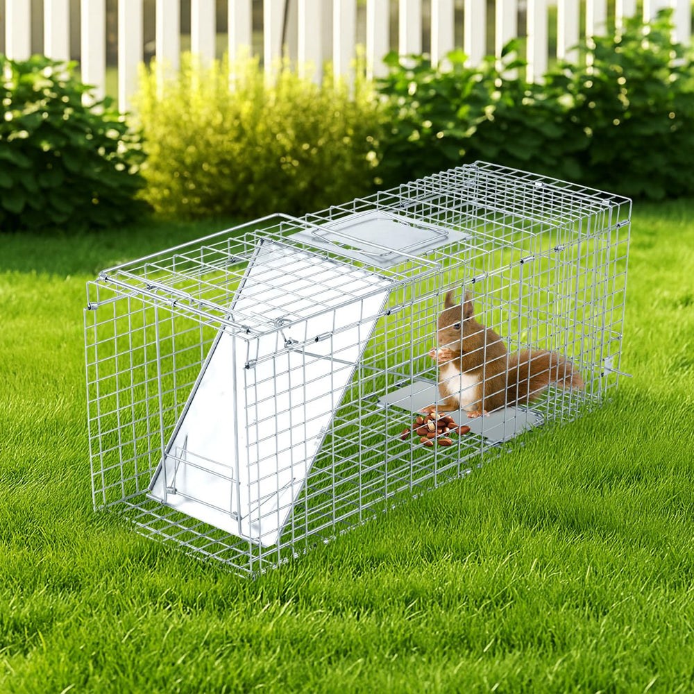Outvita 32-inch live animal cage trap side view highlighting compact design