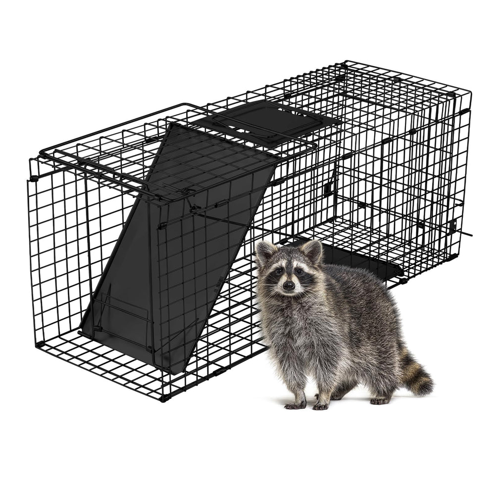 Outvita 32-inch live animal trap front view demonstrates sturdy iron mesh for humane capture.