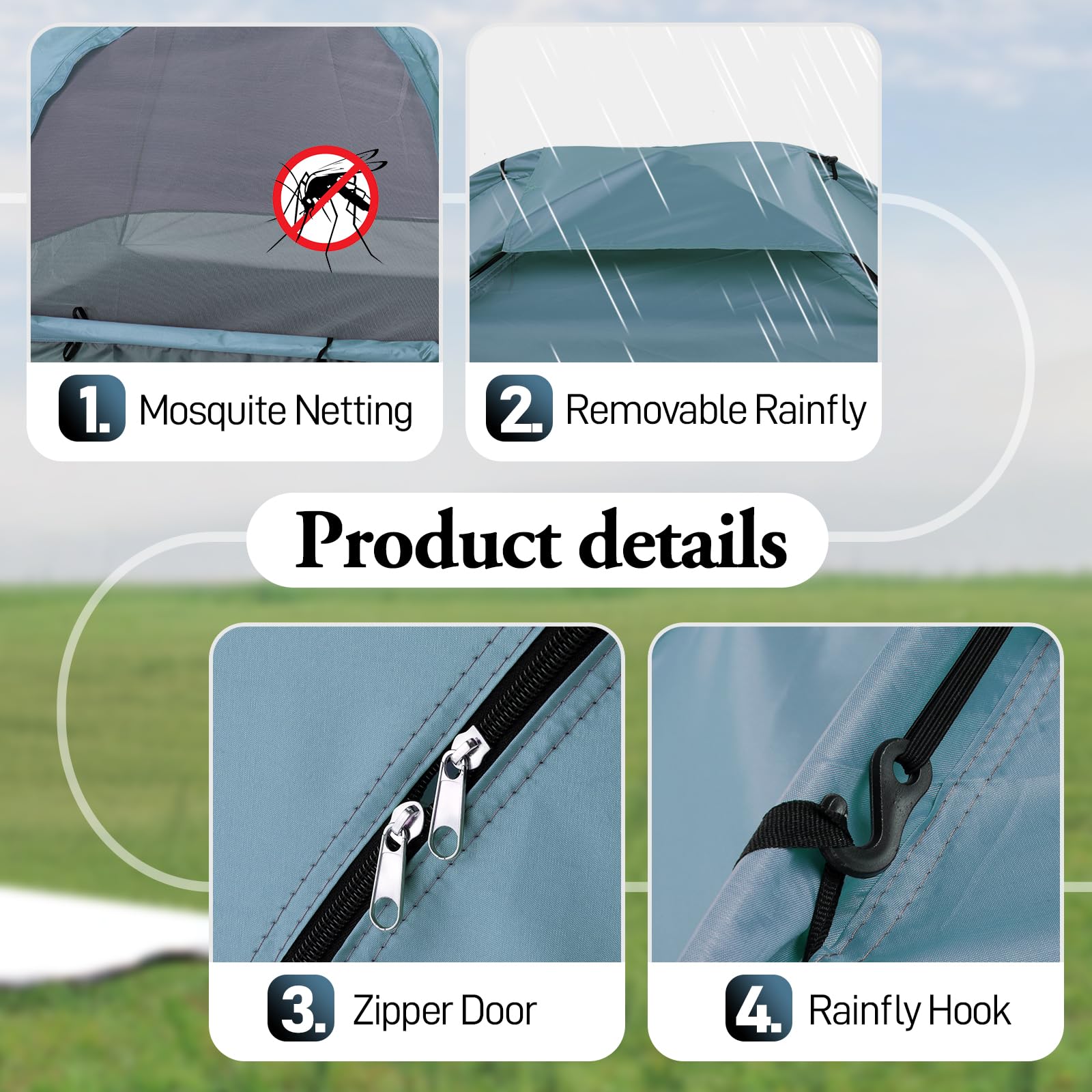 Outvita 4-person tent bottom waterproof keeps gear dry.