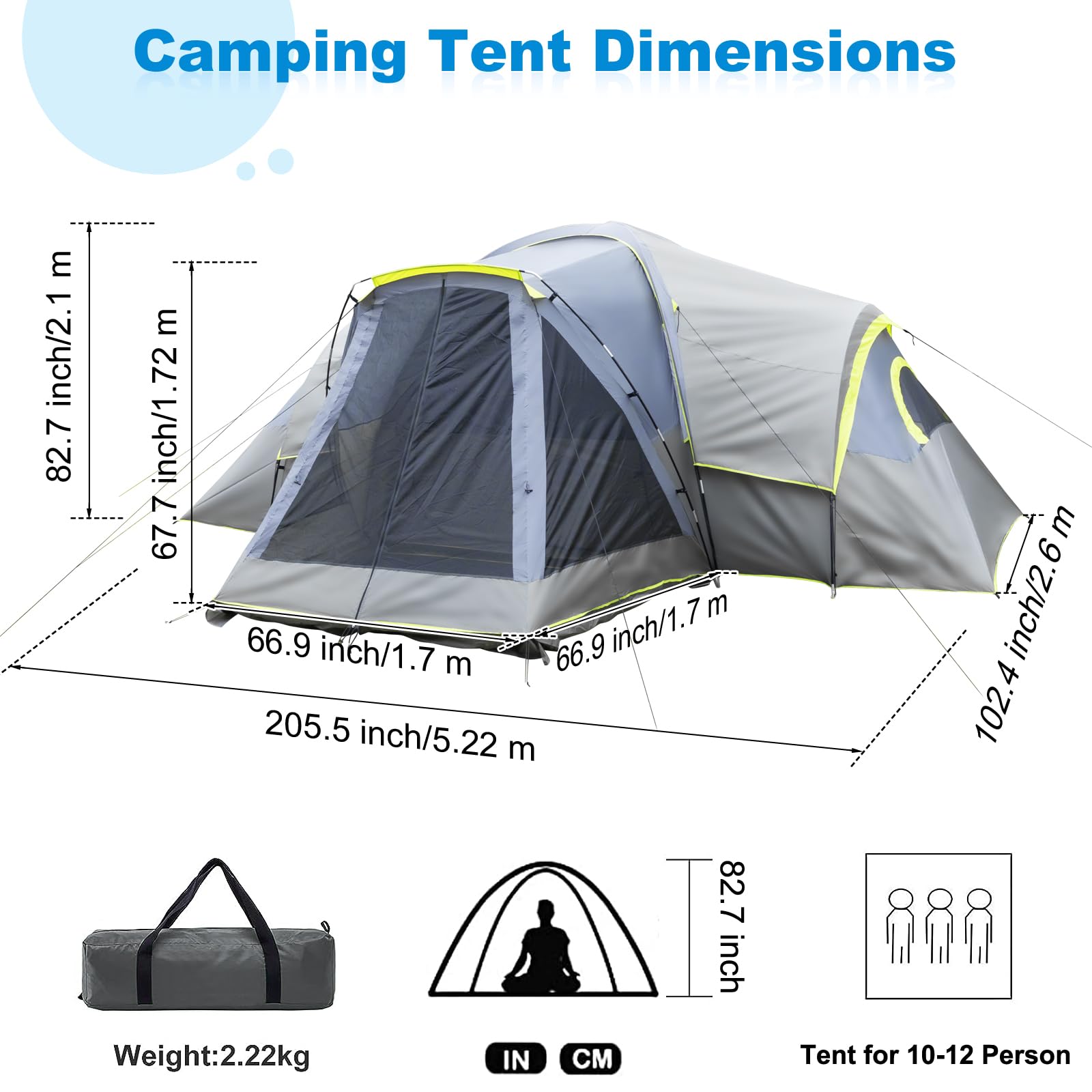 Outvita 8/10 person tent divider curtain provides private sleeping zones