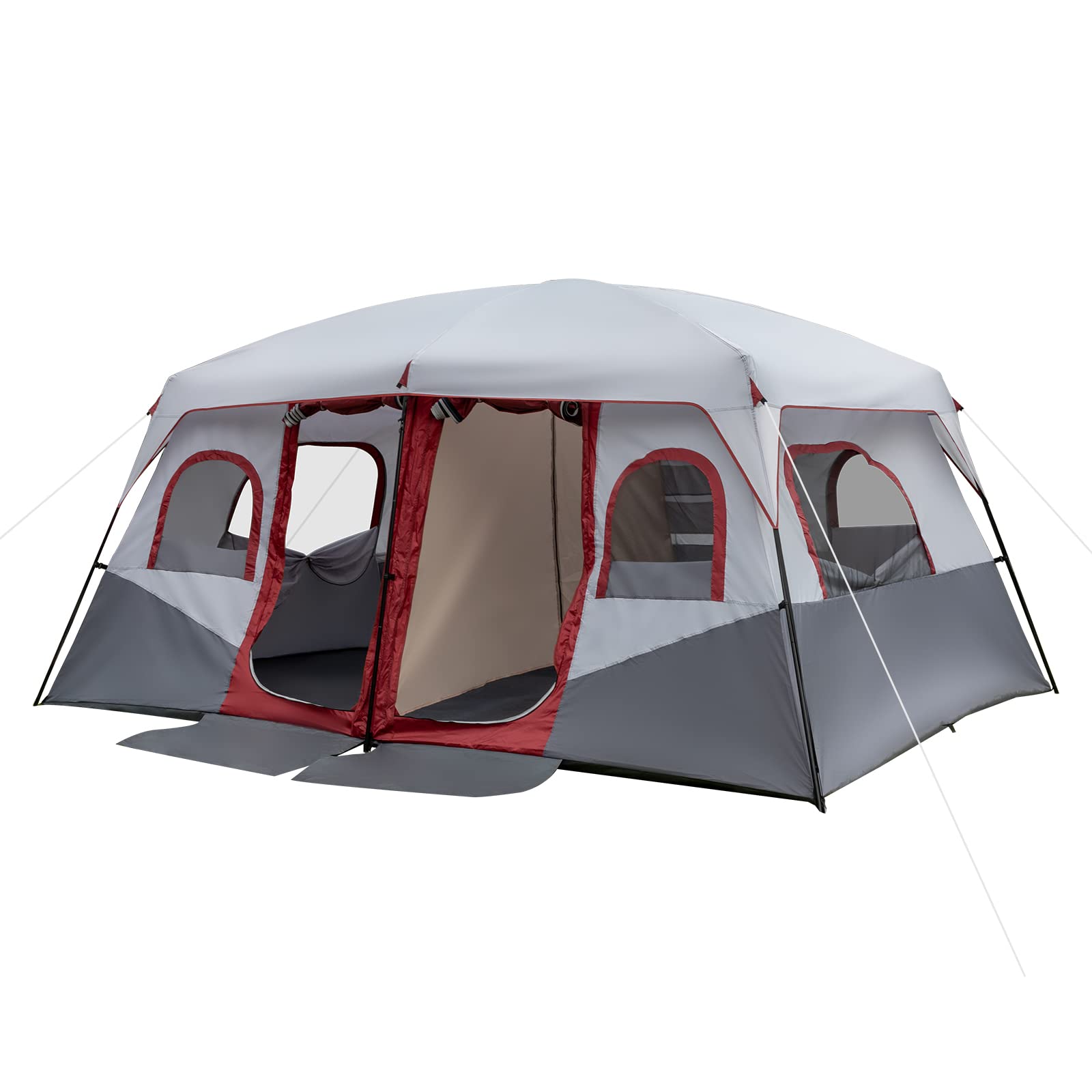 Outvita 8-10 person camping tent front view, spacious shelter for family trips