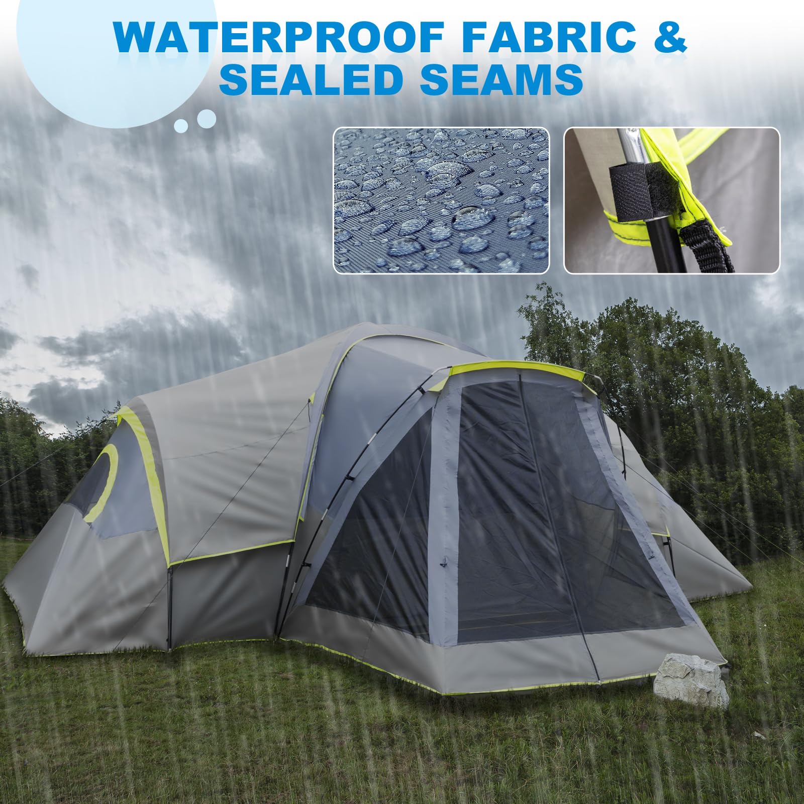 Outvita 8/10 person tent mesh roof boosts ventilation and star views