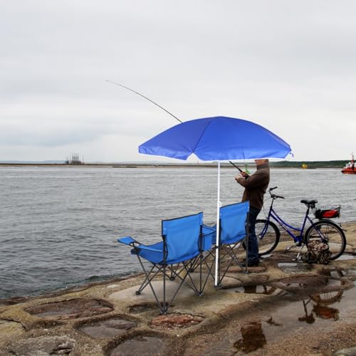 Outvita blue outdoor chair is easy to fold and carry.
