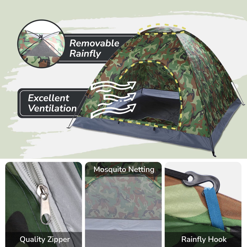 Outvita camping dome tent waterproof shell withstands light rain for reliable shelter outdoors.