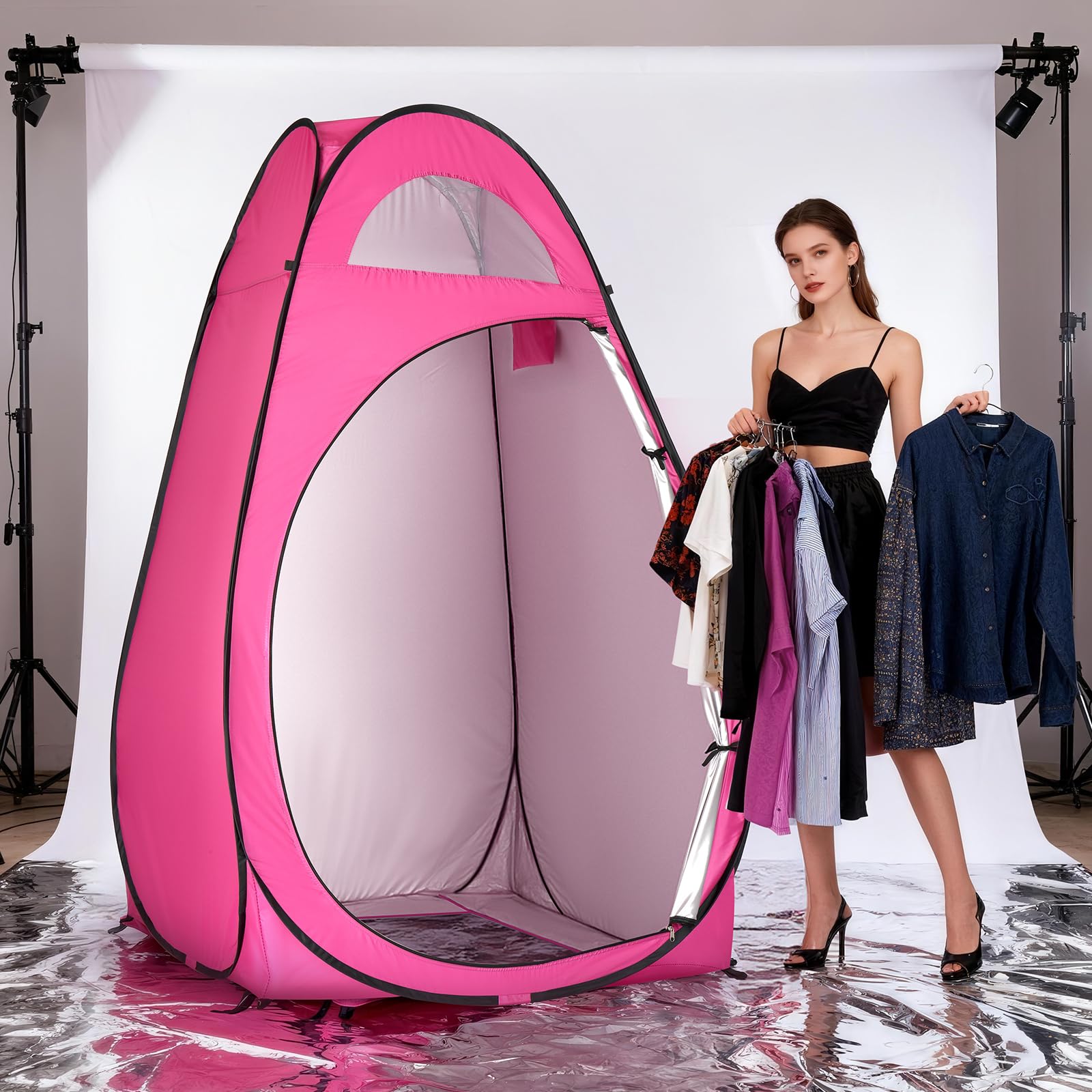 Outvita 43.3 by 43.3 inch base provides roomy interior.