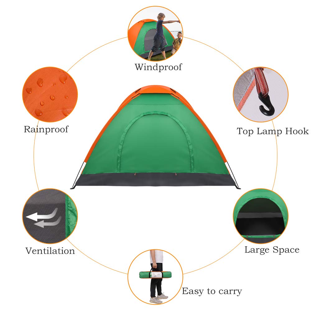 Outvita tent with fiberglass poles and stakes stabilizes in wind