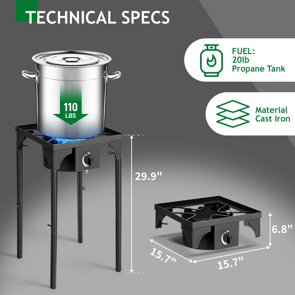 Outvita stove with easy flame control for boiling and frying.