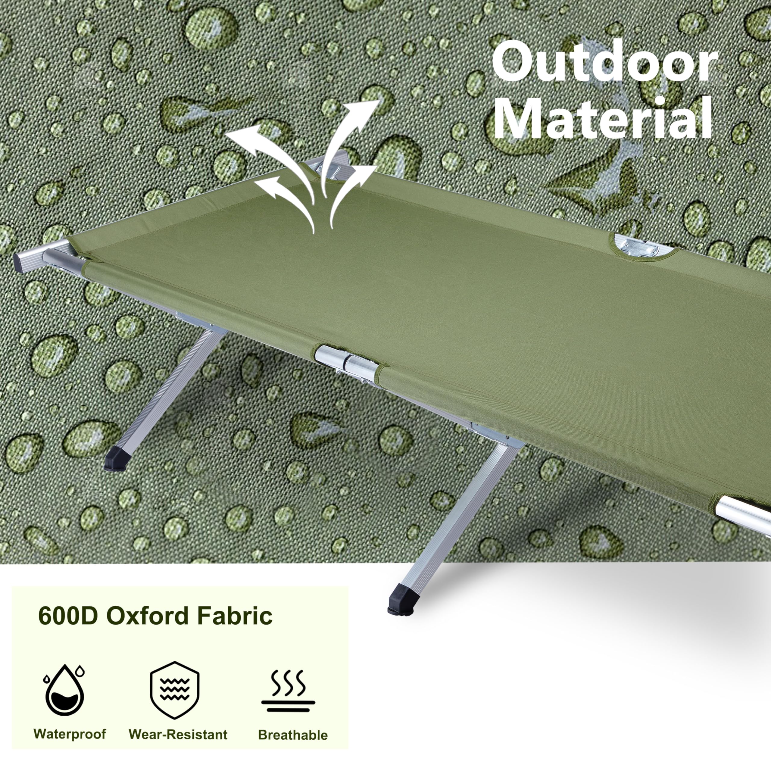 Outvita easy-setup camping cot demonstrates quick, screw-free assembly for on-the-go rest