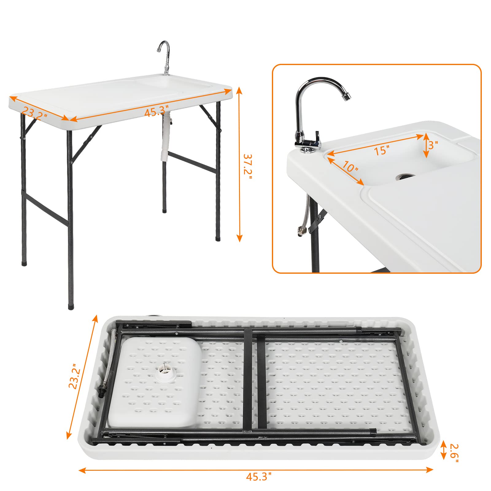 Outvita Fish Cleaning Table built-in sink for quick washing
