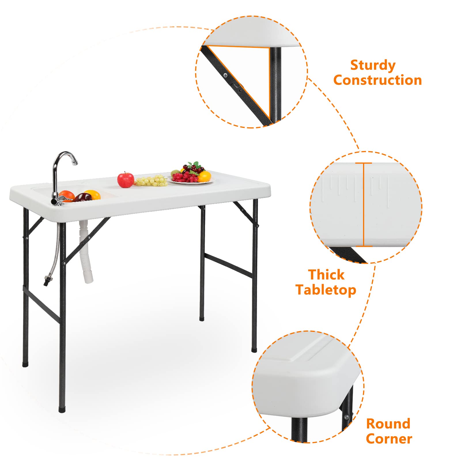 Outvita Fish Cleaning Table drain hose for controlled disposal
