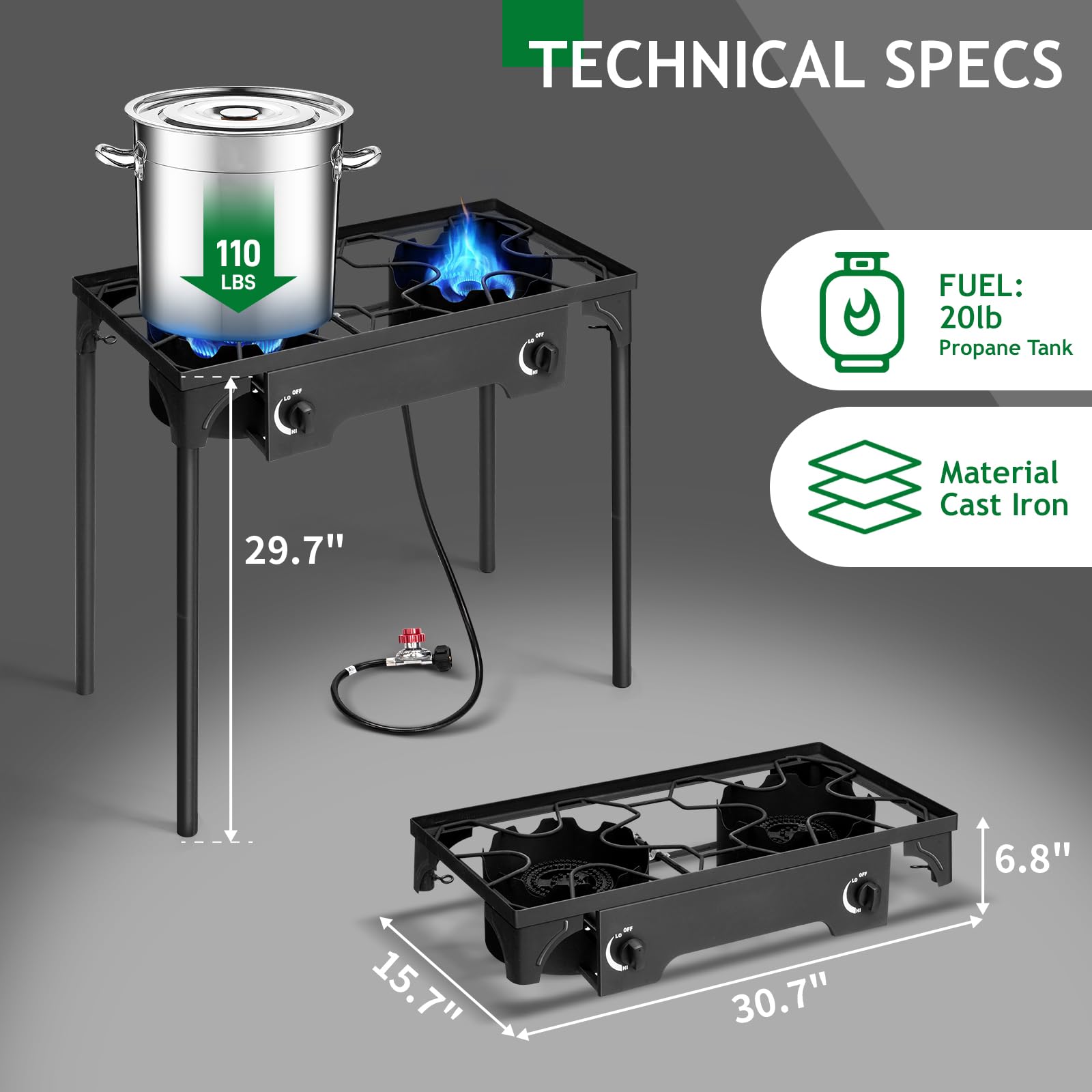 Outvita high-pressure regulator provides precise heat control during cooking.