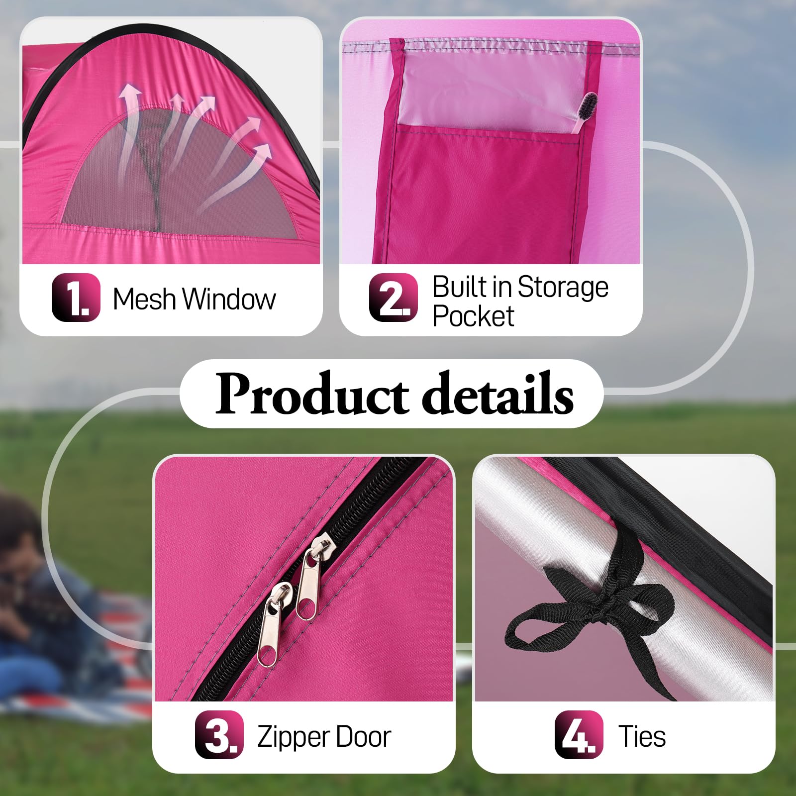 Outvita outdoor shower tent 74 inches tall ensures full-body privacy on site.