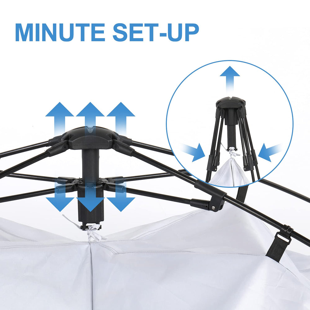 Tent folds into a compact carry bag for effortless transport.