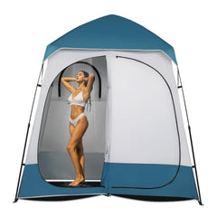 Outvita oversize 2-room shower tent front view showing private space.