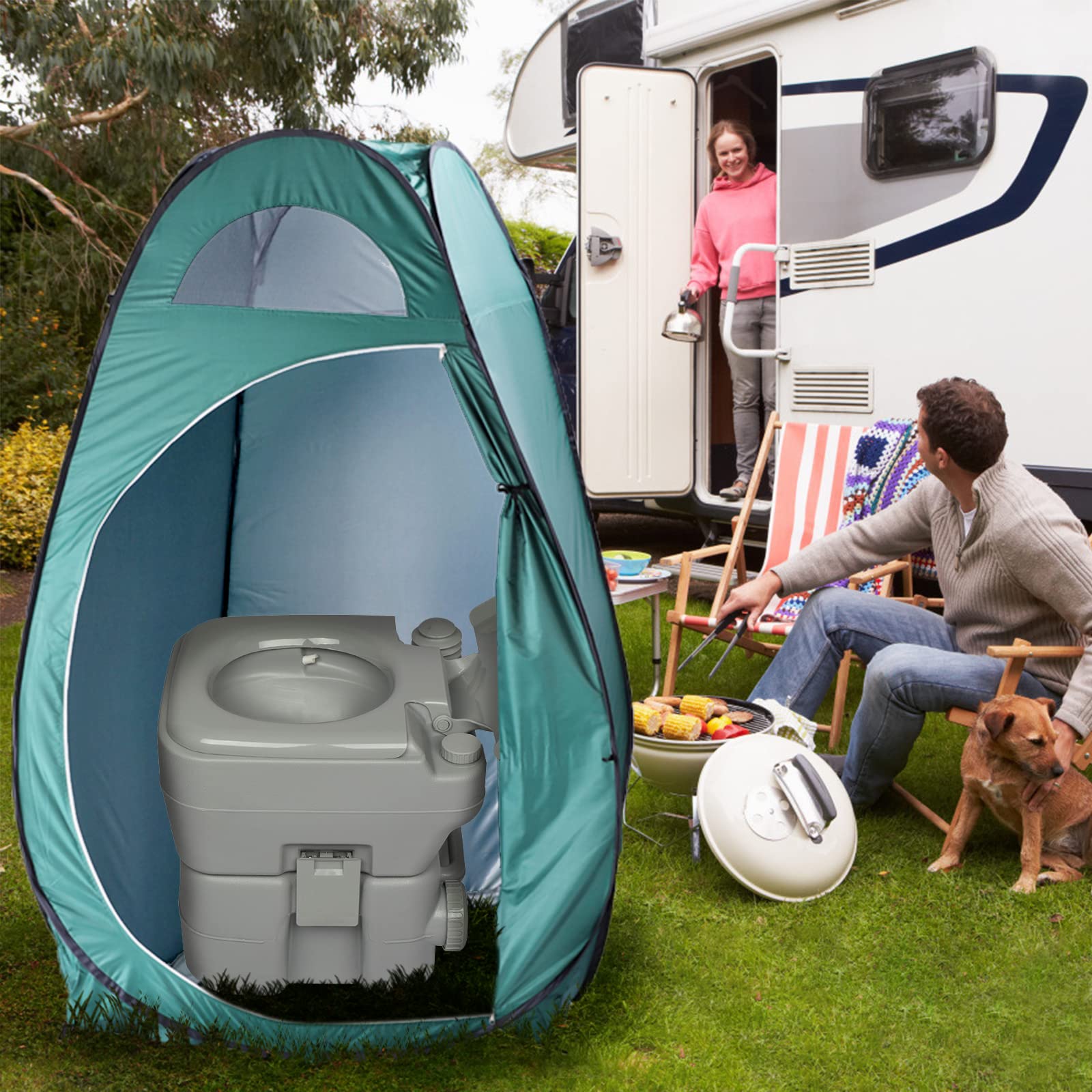 Outvita Pop Up Shower Tent at the beach offers instant privacy.