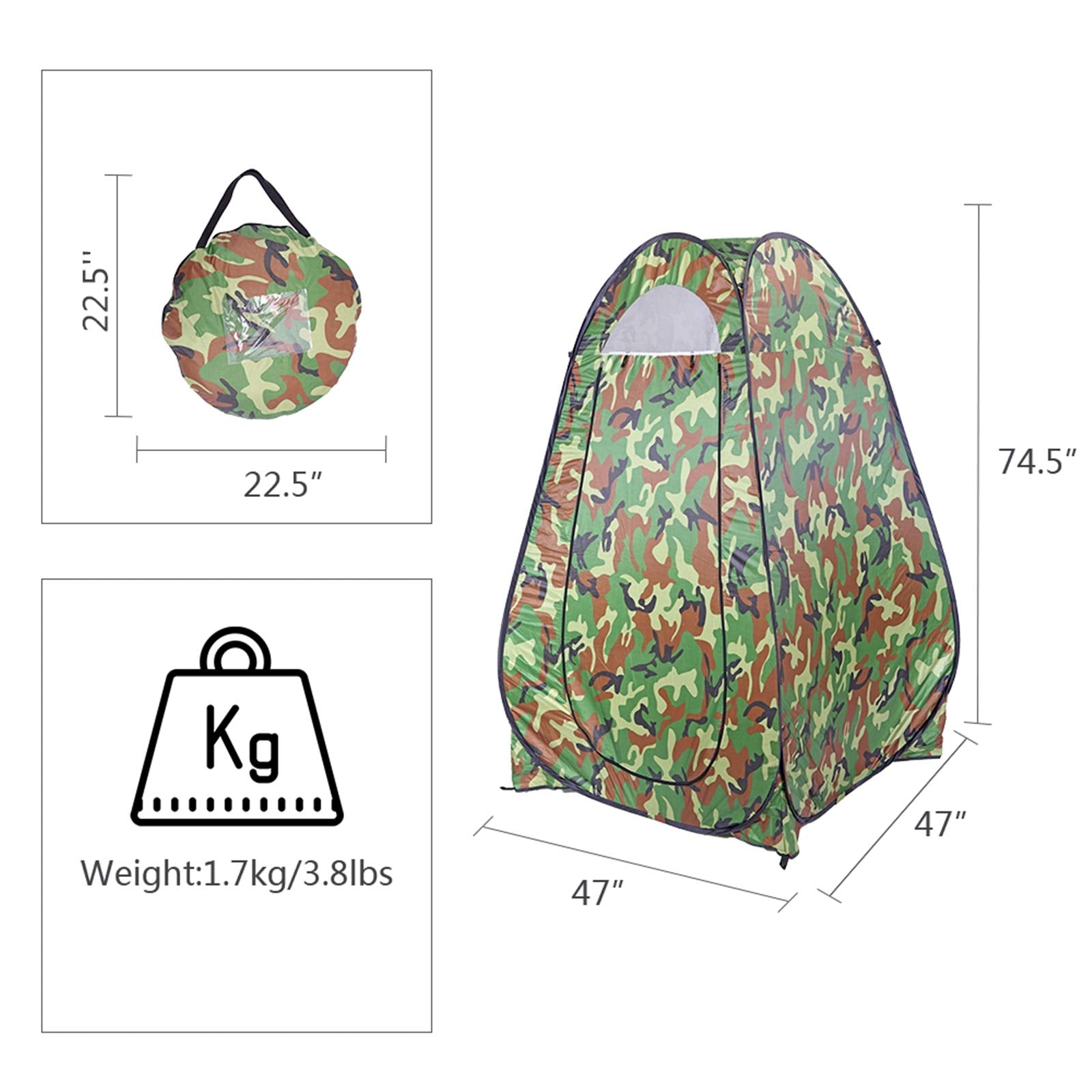 Outvita camouflage pop up tent interior with built-in storage pocket for essentials.