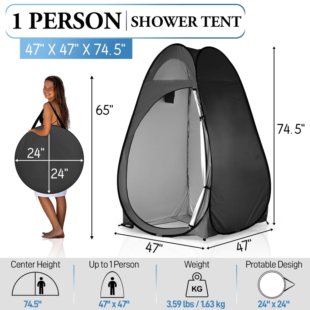 Outvita Pop Up Shower Tent fully opened for instant setup