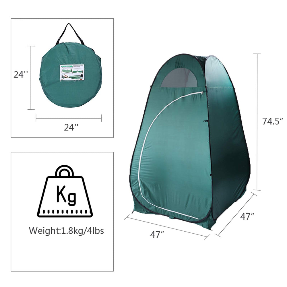 Outvita Pop Up Shower Tent interior with storage bag for gear.