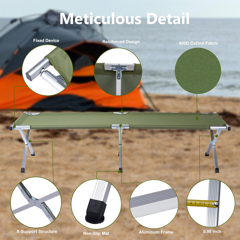 Outvita portable folded bed in tarp bag for travel and storage