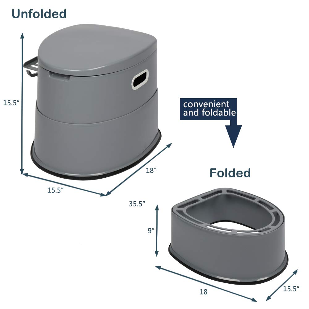 Outvita portable toilet ergonomic seat height enables easy sitting and standing.