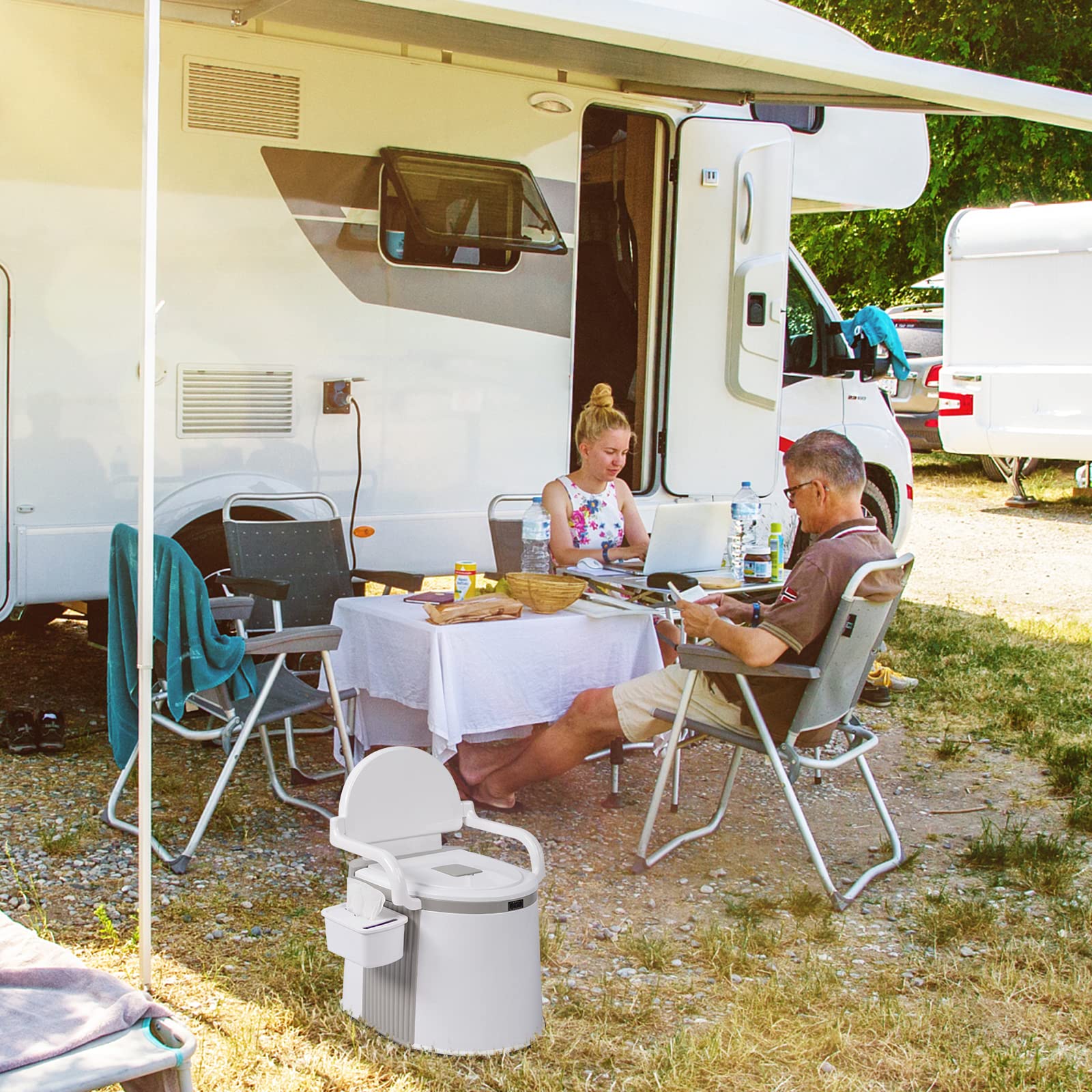 Outvita portable toilet is multipurpose for camping, boating, and temporary indoor use.