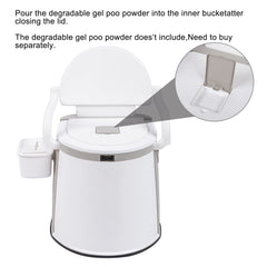 Outvita portable toilet with removable storage box helps organize essentials.