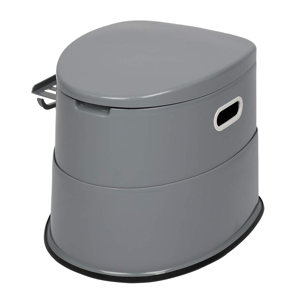 Outvita portable toilet side with shelf showing detachable storage for flexible setup.