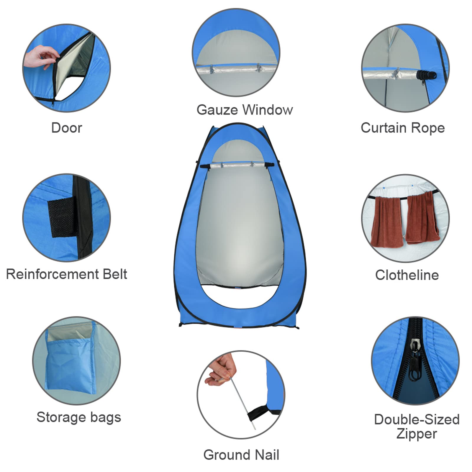 Outvita spacious interior privacy tent for comfortable changes.