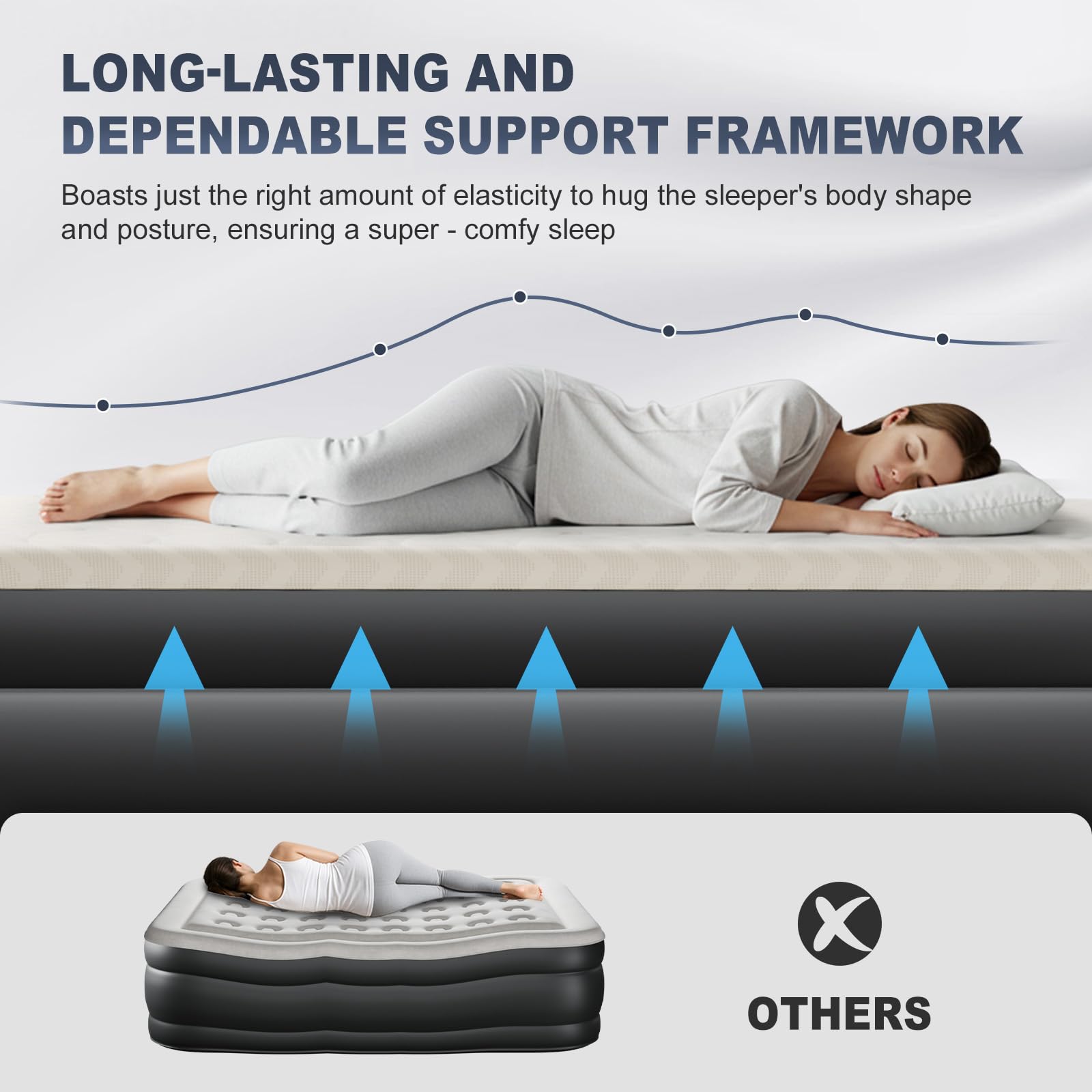 Outvita Twin Air Mattress with plush flocked surface for cozy comfort.