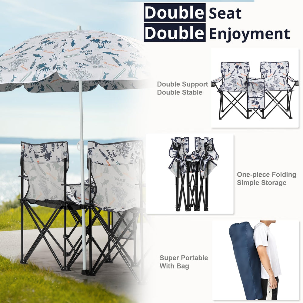 Outvita umbrella with cup holders and a front pocket for essentials