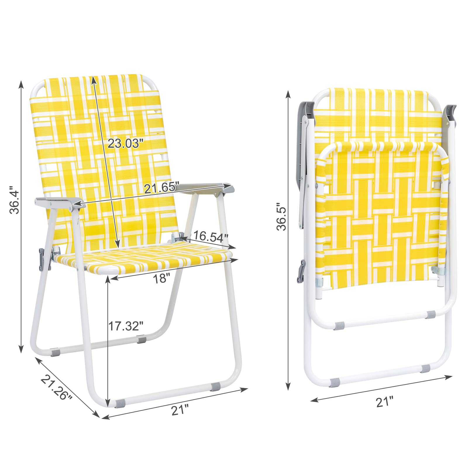 Outvita webbed lawn chairs open with stable steel frame.