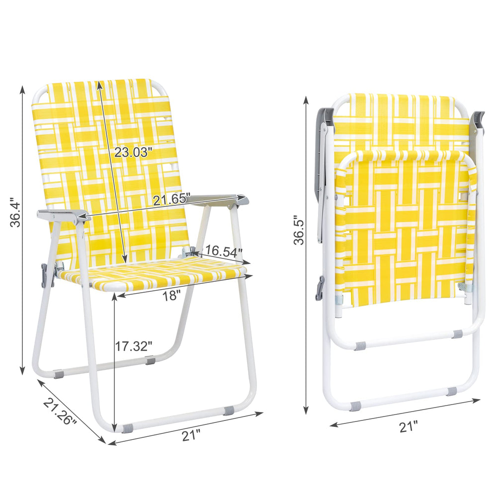 Outvita webbed lawn chairs open with stable steel frame.