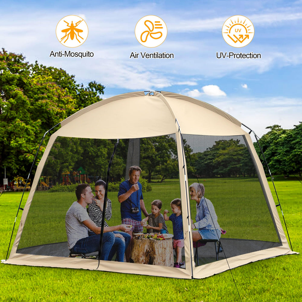 Ouwxim 12x12 windproof-mosquito-net image emphasizes insect-free relaxation