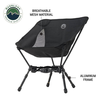 Overland Vehicle Systems Compact Camping Chair folding mechanism demonstrates quick setup.