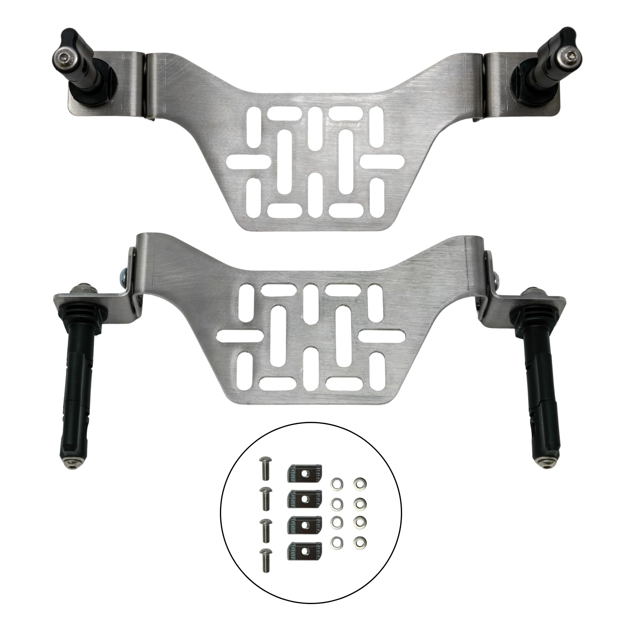Overland Kitted Stealth Folding MaxTrax rail mount in compact folded form for clutter-free storage.
