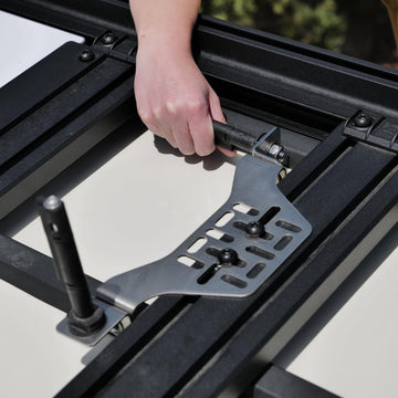 Overland Kitted Stealth Folding MaxTrax – closeup of assembly and hinge components.