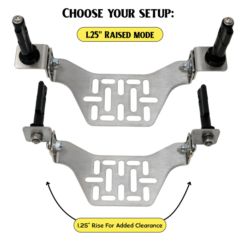Overland Kitted Stealth Folding MaxTrax – four configurations demonstrated for flexible mounting.