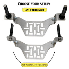 Overland Kitted Stealth Folding MaxTrax – four configurations demonstrated for flexible mounting.